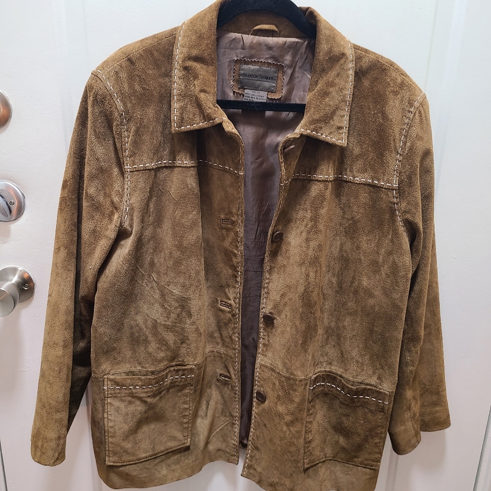Brandon Thomas Womens XL 100% Leather Jacket Button Front